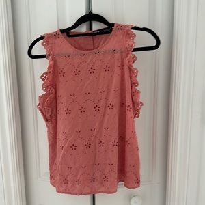 Zara dusty rose eyelet top button back open back